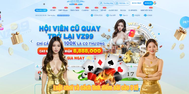 Luật chơi và cách tính điểm bài cào 3 lá